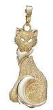 14kt Gold Sparkle Cat Charm-PC5871S