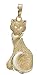 Jewelry : 14kt Gold Sparkle Cat Charm-PC5871S