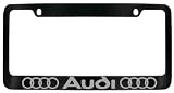 Audi Black Metal Frame Silver Lettering with 2 free caps