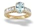 14K Yellow Gold Genuine Oval Aquamarine and Diamond Ring