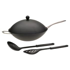 Calphalon Commercial Hard 12 Flat Bottom Wok Set 