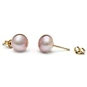 Pair of 9.0-10.0 mm, Button-Shape, Lavender Freshwater Pearl Stud Earrings