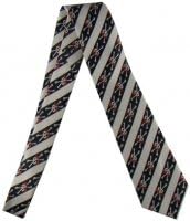 Outer Rebel Fashion Tie- Black & White Diagonal Stripe with Pirate Skulls