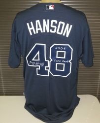 Tommy Hanson Autographed/Hand Signed Game-Used Atlanta Braves Blue Jersey