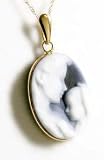 14k Mom & Baby Blue Agate Cameo Pendant (Clearance Priced)