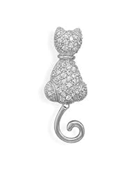 Rhodium Plated CZ Kitty Pin