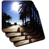 Perkins Designs Cities And Structures - Afternoon In Hermosa Beach shows setting sun over the Pacific Ocean in California - Coasters