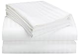 600-Thread-Count Stripe Queen Sheet Set, White