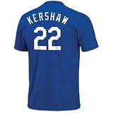 Clayton Kershaw Los Angeles Dodgers Blue Name and Number Jersey T-Shirt Large