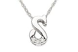 14K White Gold Initial S Diamond Pendant w/Chain