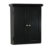 American Bath Factory W2-2024-BK-3-CH Cape Mansion Wall Cabinet in Old World Black With NA Chrome Kn