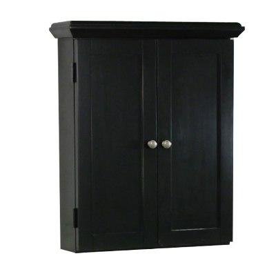 American Bath Factory W2-2024-BK-3-CH Cape Mansion Wall Cabinet in Old World Black With NA Chrome Kn