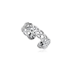 Women's Gold Weave Toe Ring in 14 karat white gold