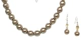 Just Give Me Jewels Silvertone Set of Hand Knotted Platinum Pearl Necklace and Dangle Earrings