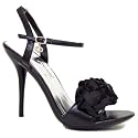Ladies Elegant Black Ruffle Strappy Sandals Womens Prom Party Shoes