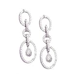 14K Oval Circles, Bars & Teardrop Diamond Earrings