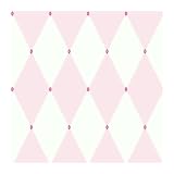 York Wallcoverings Disney Kids DK5972 Harlequin Wallpaper, Pink/White with Pink Gems