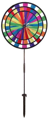 Tri Color Wheels Rainbow Pinwheel Spinning Garden Stake