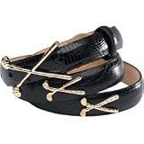Assorted Gold Golf Clubs Leather Fashion Belt