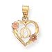 14k Two-Tone Satin Diamond-cut Heart with Initial O Pendant
