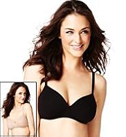 2 Pack Cotton Rich Padded T-Shirt AA-D Bras