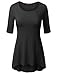 Doublju Womens 3/4 Sleeve Scoop Neck Rayon Hi-Low Flare Tunic Top