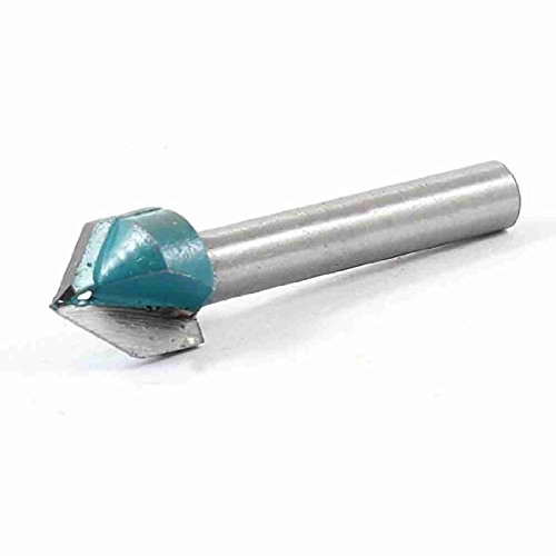 Magentoo(TM) Silver Tone Green Sharp V Type Slotting Cutter Router Bit 1/4" x 1/2"