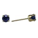 14K 4mm Round Sapphire Stud Earrings in Yellow Gold