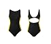 Aeroskin Polypropylene Sports Back Swim Suit-Color Side Stripes (Black/Yellow, XX-Large)
