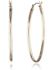 Duragold 14k Yellow Gold Oval Hoop Earrings , (1.1" Diameter)