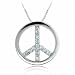 Celebrity Inspired Sterling Silver Simulated Diamond CZ Peace Sign Pendant