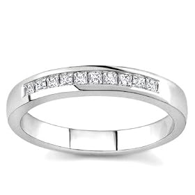 14k White Gold or Yellow Gold Princess-Cut Diamond Band (H/I1, 1/4 ct. tw.)