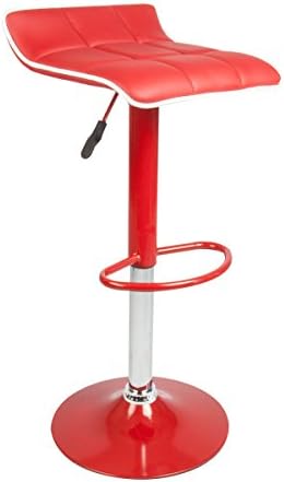 Apontus PU Leather Swivel Hydraulic Bar Stool, Set of 2 (Red Cushion)