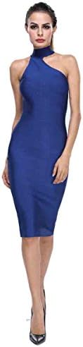Norboe Women's Fashion One-Piece Blue Bodycon Sexy Sleeveless Summer Bandage Dress (M)