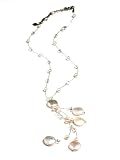 Image of Oi! Ladies N2134 White Fresh Water Pearl, Shell and Crystal On Silk Necklace