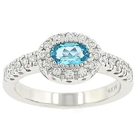 Ladies Pave Set Diamond and Oval Blue Topaz Ring .31ct by Solomon Brothers Fine Jewelry