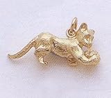 14kt Yellow Gold Cat Charm. 3-Dimensional