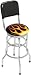 On The Edge Marketing Barstool With 2 Foot Rings And Chrome Seat Ring And Back Rest With Swivel - Flames