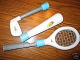 Nintendo Wii System Tennis Racket (SOFT NERF STYLE) and other Sports item (SOFT NERF STYLE): Nintendo Wii Tennis Racket with Baseball bat and Golf Club!!! (THEY ARE ALL NERF SOFT BASED STYLE) (REQUIRE A WIIMOTE)(WIIMOTE IS NOT INCLUDED AND ARE SOLD SEPERATELY)(WII SYSTEM IS NOT INCLUDED)(WII SYSTEM IS SOLD SEPERATELY)(WII NERF SPORTS PACK ONLY!!!)