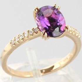 14K Yellow Gold Amethyst and Diamond Ring - OldCities Estate Jewelry by