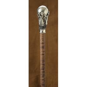 Sterling Silver Golf Ball / Player Head, Beech Wood Body Cane / Walking Stick