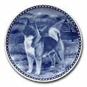 Akita #7239 Danish Blue Porcelain Dogplate Dog Plate