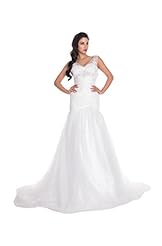 Sexy V-neck Applique Lace Mermaid Wedding Dress  with a Chapel Train 
