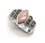 Sterling Silver Marquise Pink Shell Mother of Pearl and Marcasite Ring(Sizes 6,7,8,9)
