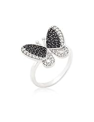 Black and White CZ Butterfly Ring