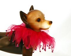 Dark Pink Rhinestone Party Collar Boa for Dogs or Cats (Pink, Large)