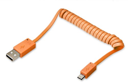 Syba USB Coiled Cable Micro-B Male to Type-A Male Ends (CL-CAB20111)