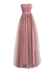 Strapless 2015 Chiffon/Satin/Tulle Evening Dress/Bridesmaid Dress/Prom Dress  With a Sash 