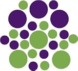 Set of 90 - Lime Green / Purple Circles Polka Dots Vinyl Wall Graphic Decals Stickers