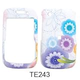 Purple Blue Multi Orchard Flower Rubberized Snap on Hard Skin Shell Protector Cover Case for Blackberry Curve 8520 8530